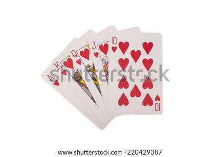 Royal flush. Playing cards isolated on  white background  Royalty-Free Stock Photo #220429387