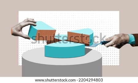 Market share, financial concept. Art collage. Royalty-Free Stock Photo #2204294803