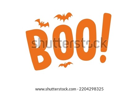 Boo! exclamation lettering. Halloween quote funny design with bats.  Royalty-Free Stock Photo #2204298325