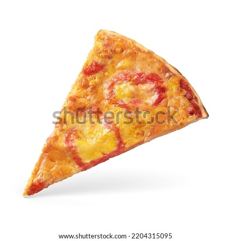 Piece of Neapolitan pizza Margherita isolated on white background. Image for menu or poster. Royalty-Free Stock Photo #2204315095