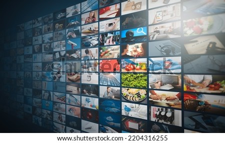 Television streaming video concept. Media TV video on demand technology Royalty-Free Stock Photo #2204316255