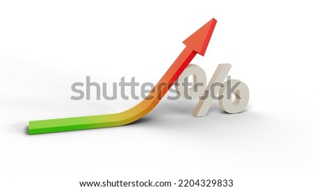 Rising interest rates affect housing costs. 3D Render Illustration Royalty-Free Stock Photo #2204329833