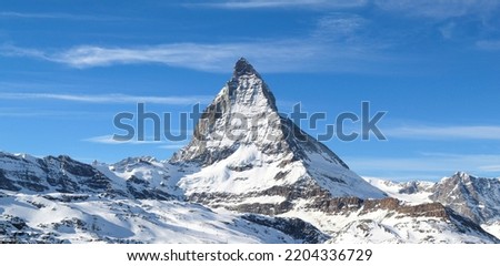 Matterhorn in Zermatt, Switzerland. Matterhorn winter.  Royalty-Free Stock Photo #2204336729