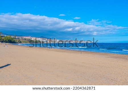 Sunny day at Playa del Ingles at Maspalomas at Gran Canaria, Canary Islands, Spain. Royalty-Free Stock Photo #2204362871