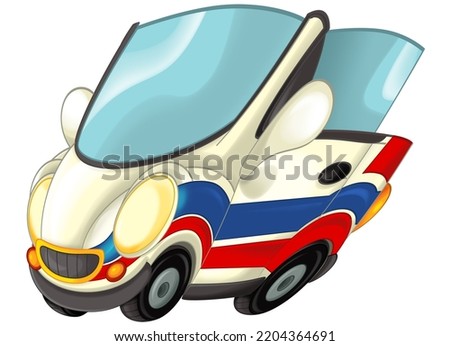 Cartoon funny city car small sedan isolated illustration for children