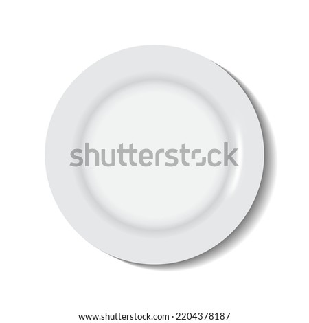Realistic Blank Empty White Dish Plate Top View 3d Render Vector Illustration Isolated on White