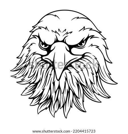 vector illustration Front view of the eagle's head gallantly black and white design