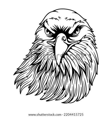 vector illustration Eagle head with the pose of stalking its prey black and white design