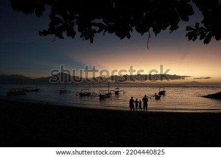 Silhouette activity in the morning at Sanur Beach, Denpasar City, Bali Province, Photo on   08 July 2022
