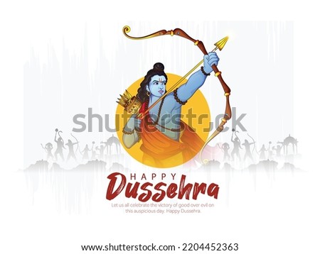 Happy Dussehra illustration of Lord Rama killing Ravana in Dussehra,Vijayadashami Royalty-Free Stock Photo #2204452363