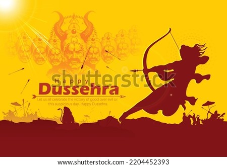 Happy Dussehra illustration of Lord Rama killing Ravana in Dussehra,Vijayadashami Royalty-Free Stock Photo #2204452393