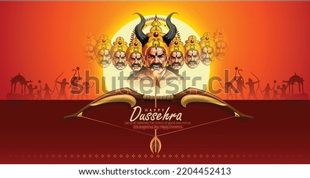 Happy Dussehra illustration of Lord Rama killing Ravana in Dussehra,Vijayadashami Royalty-Free Stock Photo #2204452413