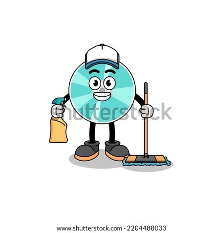 Character mascot of optical disc as a cleaning services , character design