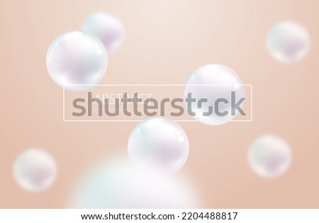 Flying white natural pearl sphere with highlight reflection and blur effect on pastel pink background. Luxury jewelry beautiful pearl. Vector abstract delicate background for beauty advertisement Royalty-Free Stock Photo #2204488817