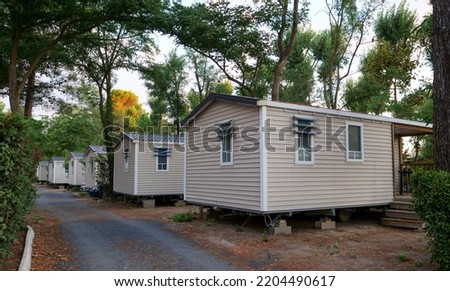 a mobil home in a campsite, France Royalty-Free Stock Photo #2204490617