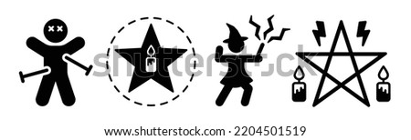 Black magic icon set. Containing witch, dark ritual and spell icon. Vector illustration.