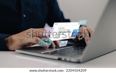 Programming, website dashboard development, and coding. Technical support, website maintenance services Royalty-Free Stock Photo #2204504209