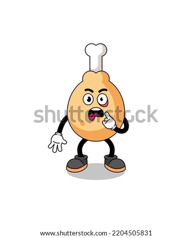 Character Illustration of fried chicken with tongue sticking out , character design