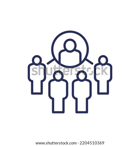 Coordinating people, coordinator line icon Royalty-Free Stock Photo #2204510369