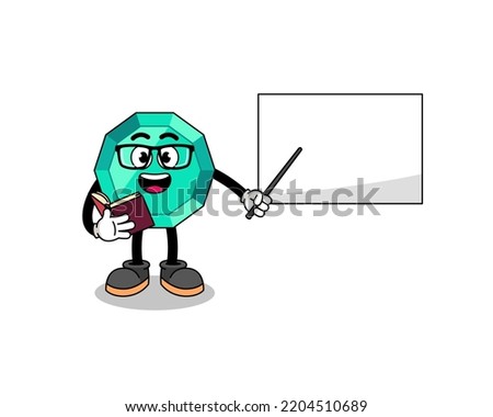 Mascot cartoon of emerald gemstone teacher , character design