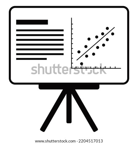 Blackboard with linear regression. Education icon vector graphic.
