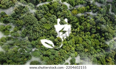 green energy in electric plug and leaf shape Ecosystem concept and sustainable way of life of the environment. with the abbreviation ESG Royalty-Free Stock Photo #2204602155