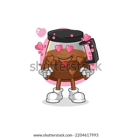 coffee machine fallin love vector. cartoon character