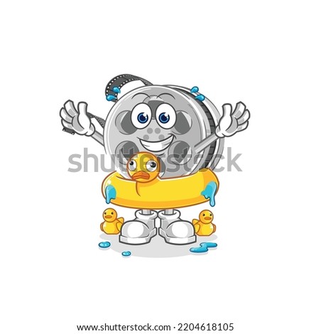 the film reel with duck buoy cartoon. cartoon mascot vector