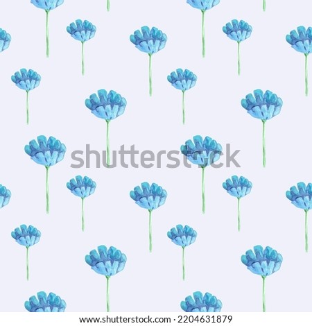 Seamless pattern with watercolor flowers chicory. For printing wrapping paper, wallpaper, packaging, fabric. Hand Drawn vector illustration.