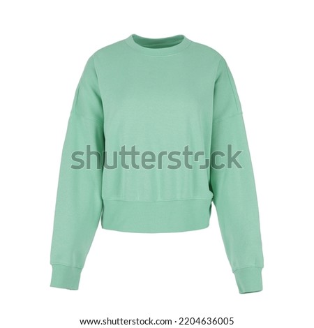 Women's green sweatshirt with long sleeves Royalty-Free Stock Photo #2204636005