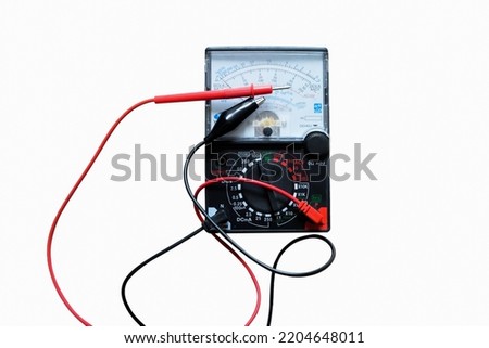 Electronic Multimeter With Wires on white background with clipping path