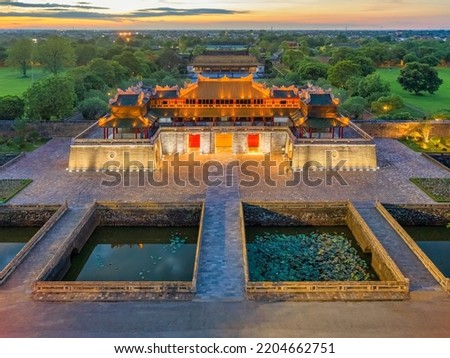 Wonderful view of the “ Meridian Gate Hue “ to the Imperial City with the Purple Forbidden City within the Citadel in Hue, Vietnam. Imperial Royal Palace of Nguyen dynasty in Hue. Hue is a popular 
 Royalty-Free Stock Photo #2204662751