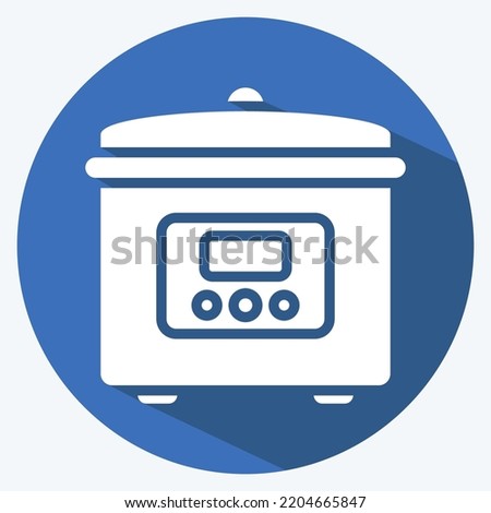 Icon Rice Cooker. suitable for Kitchen Appliances symbol. long shadow style. simple design editable. design template vector. simple illustration
