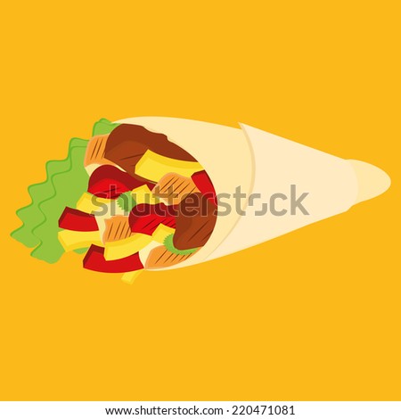 an isolated burrito on a yellow background