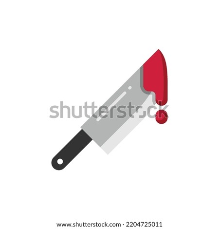 Bloody Knife Flat Icon - Halloween Elements Icon Vector Illustration. Royalty-Free Stock Photo #2204725011
