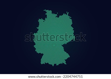 Germany Map - World map vector template with green dots, grid, grunge, halftone style isolated on dark background for education, infographic, design, website - Vector illustration eps 10