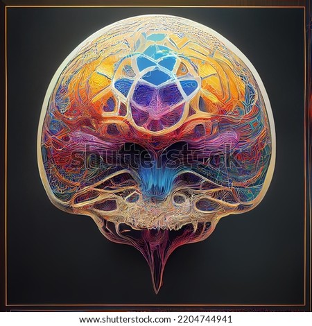 Psychedelic brain with sacred geometry