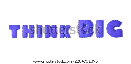 The words of encouragement spelled with blue alphabet shaped cookies on white background