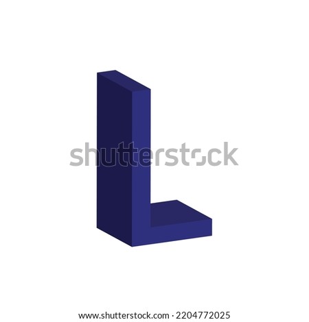 3D alphabet L in blue colour. Big letter L. Isolated on white background. clip art illustration vector