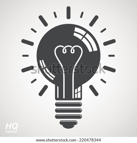 Electricity light bulb symbol isolated on white background. Vector brain storm conceptual icon - corporate problem solution theme. Business idea design element. Graphic web insight emblem.