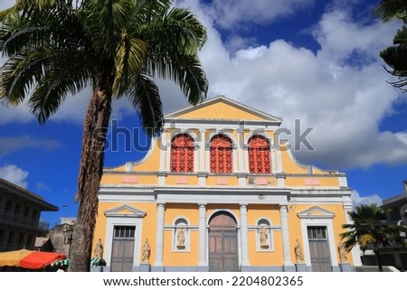 Pointe a Pitre, biggest city of Guadeloupe. Catholic Church of St. Peter and St. Paul, locally known as Cathedral. Royalty-Free Stock Photo #2204802365
