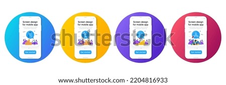 Minimal set of Vaccination, Moisturizing cream and Vaccine protection line icons. Phone, cellphone ui interface mockup. Fair trade icons. For web development. Vector