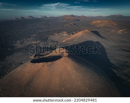 Timanfaya national park from aerial view