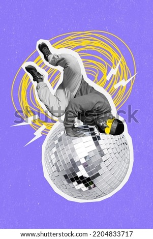 Creative 3d collage artwork postcard poster sketch graphics of funny funky guy dude person dance studio isolated on drawing background Royalty-Free Stock Photo #2204833717