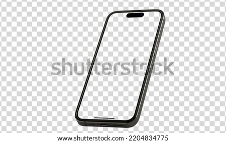 Mockup smart phone 14 pro max and screen Transparent and Clipping Path isolated for Infographic Business web site design app Royalty-Free Stock Photo #2204834775