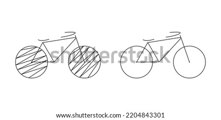 Two bicycle icon in black in  minimalistic style. Vector flat symbols for logos, social media, websites, graphic design on white isolated background.
