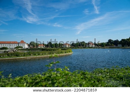 Lake in Nymphenburg Palace and Park whose design is based on the French gardens , Munich, Germany is a summer residence for the Wittelsbach Royal family.