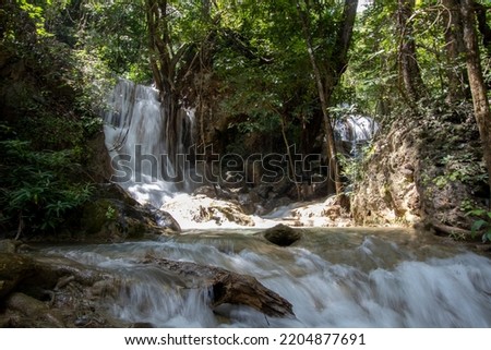 Waterfall scenery with beautiful nature in Thailand