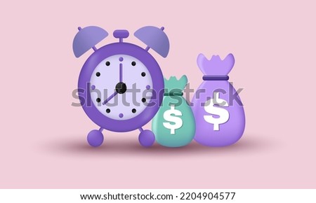 unique realistic time money inflation concept cash 3d design isolated on background.Trendy and modern vector in 3d style.