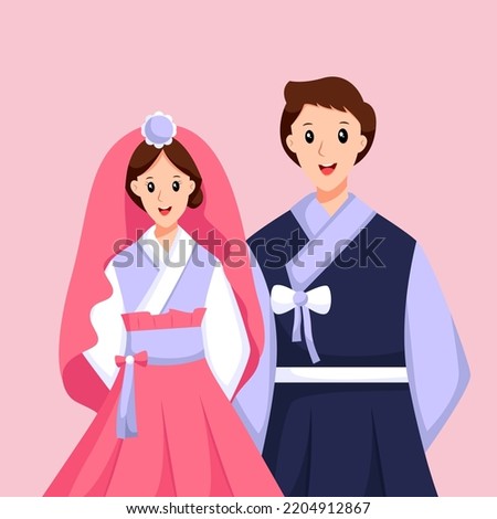 Korean Wedding Character Design Illustration